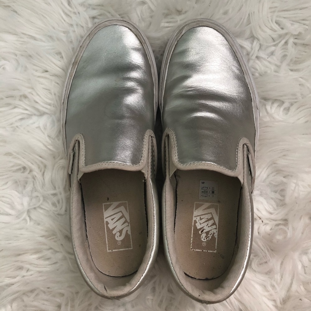 Silver Vans Slip-Ons